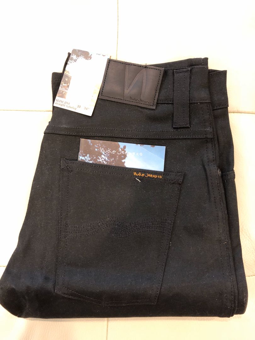 nudie slim jim dry black coated
