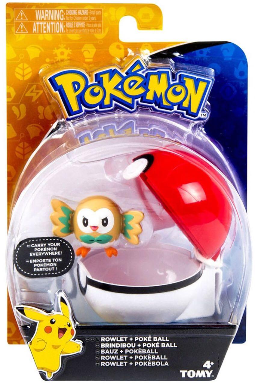 Pokemon Clip n Carry Pokeball Rowlet & Poke Ball Figure Set Pokémon ...
