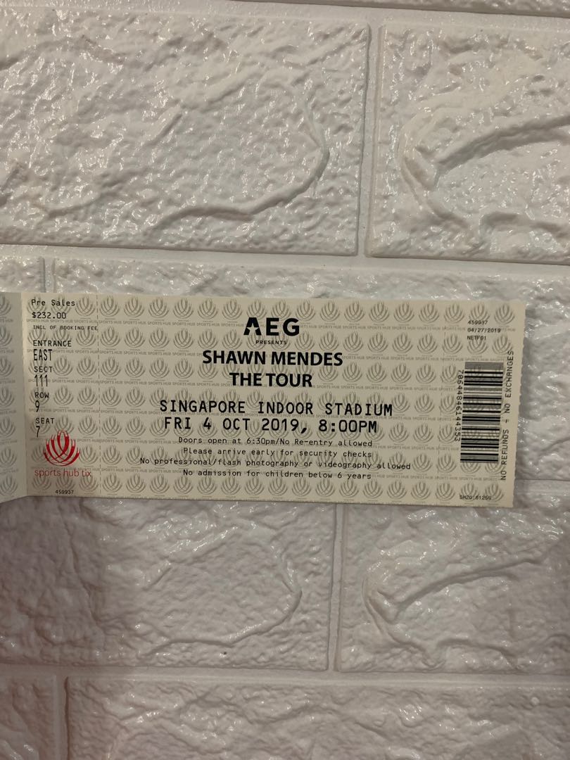 Shawn Mendes ticket cat 1 , Tickets & Vouchers, Event Tickets on Carousell
