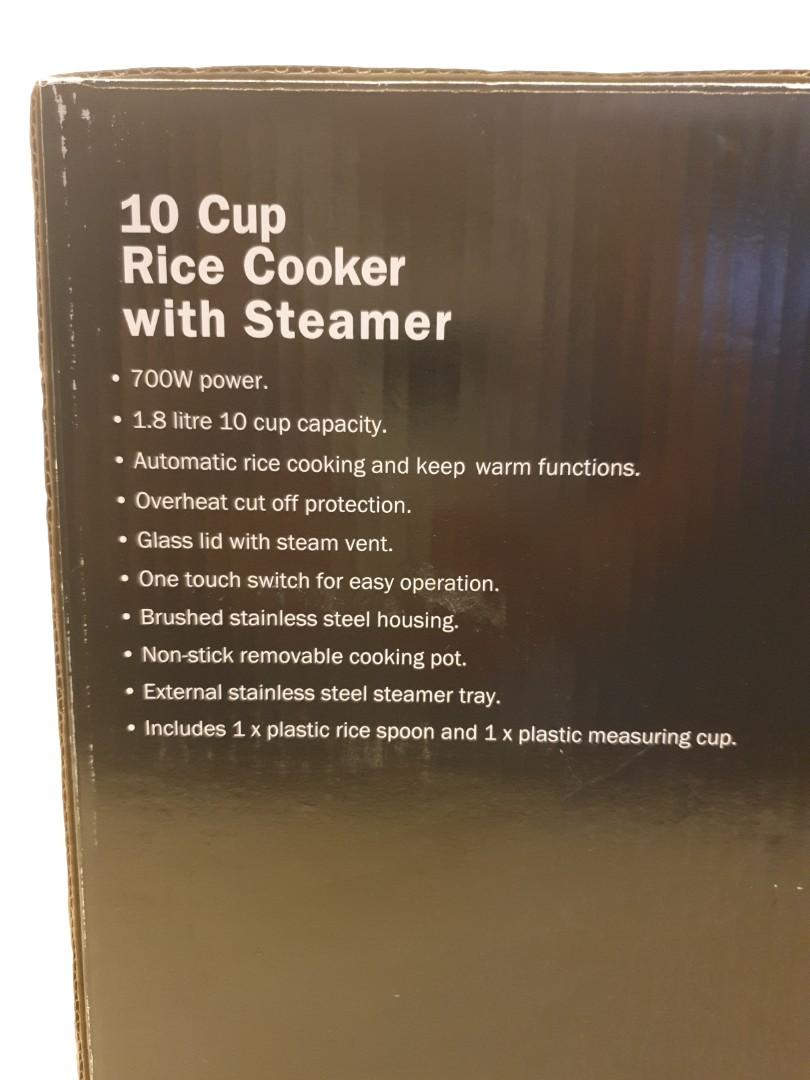 Smith + Nobel 1.8L / 10 cup Rice Cooker with Steamer 700W Model SNRCGL1 > From Australia