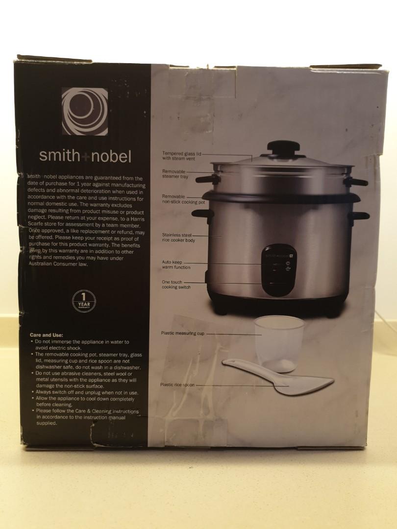Smith + Nobel 1.8L / 10 cup Rice Cooker with Steamer 700W Model SNRCGL1 > From Australia