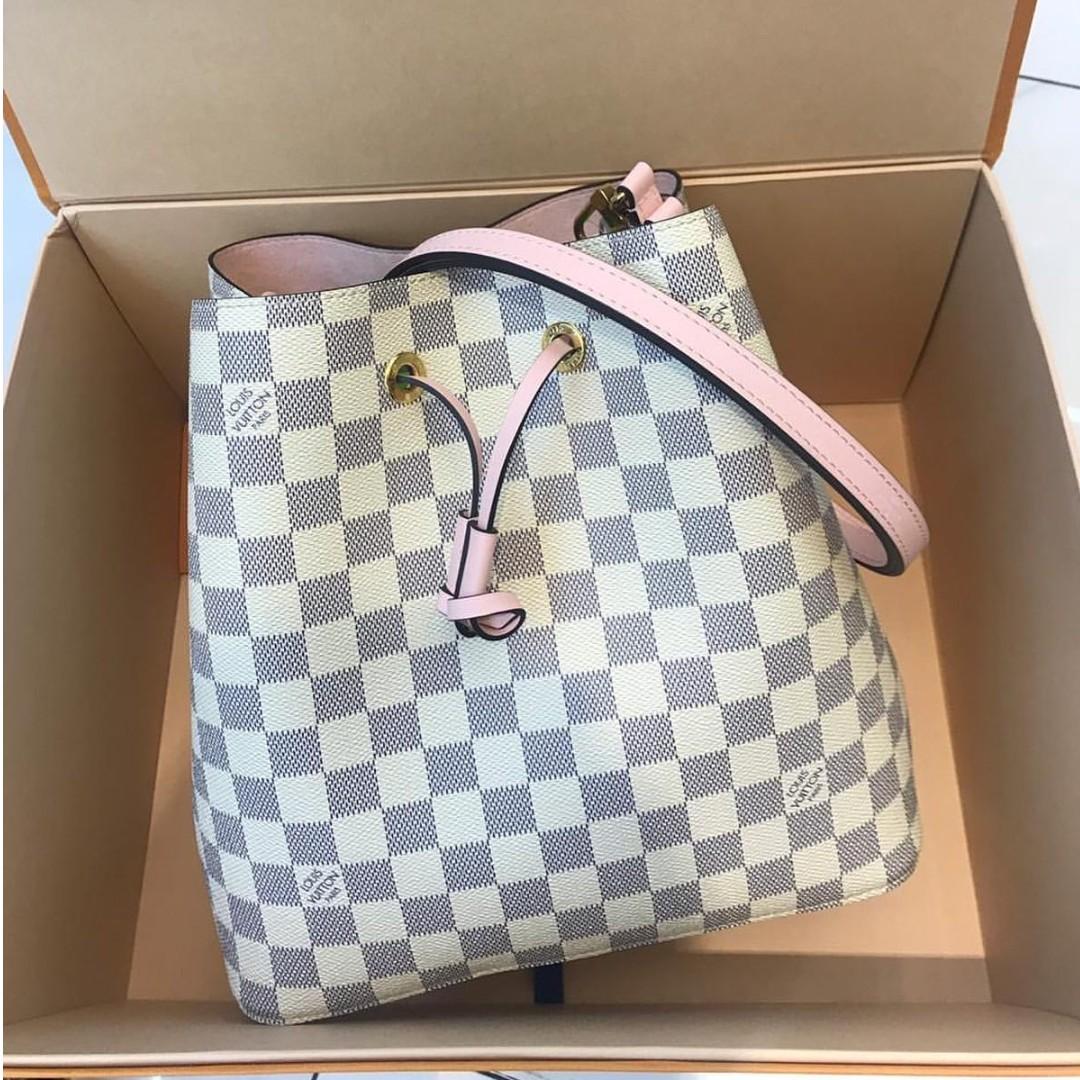 Louis Vuitton Neo Noe, Azur with Rose Pink, Preowned in Box WA001