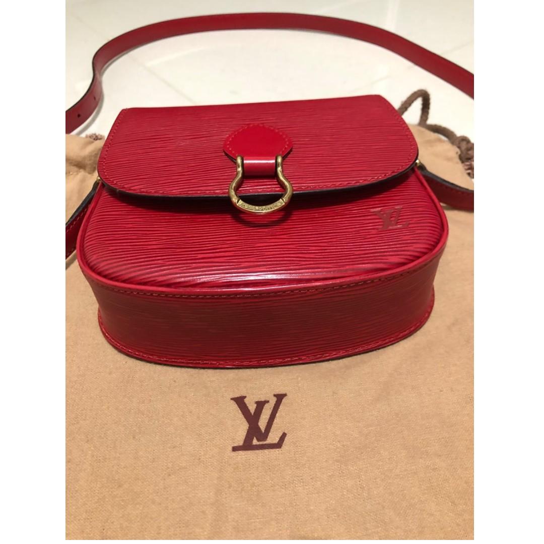 LOUIS VUITTON LV Saint Cloud PM Used Shoulder Bag Epi Leather Red M52217  #AG913