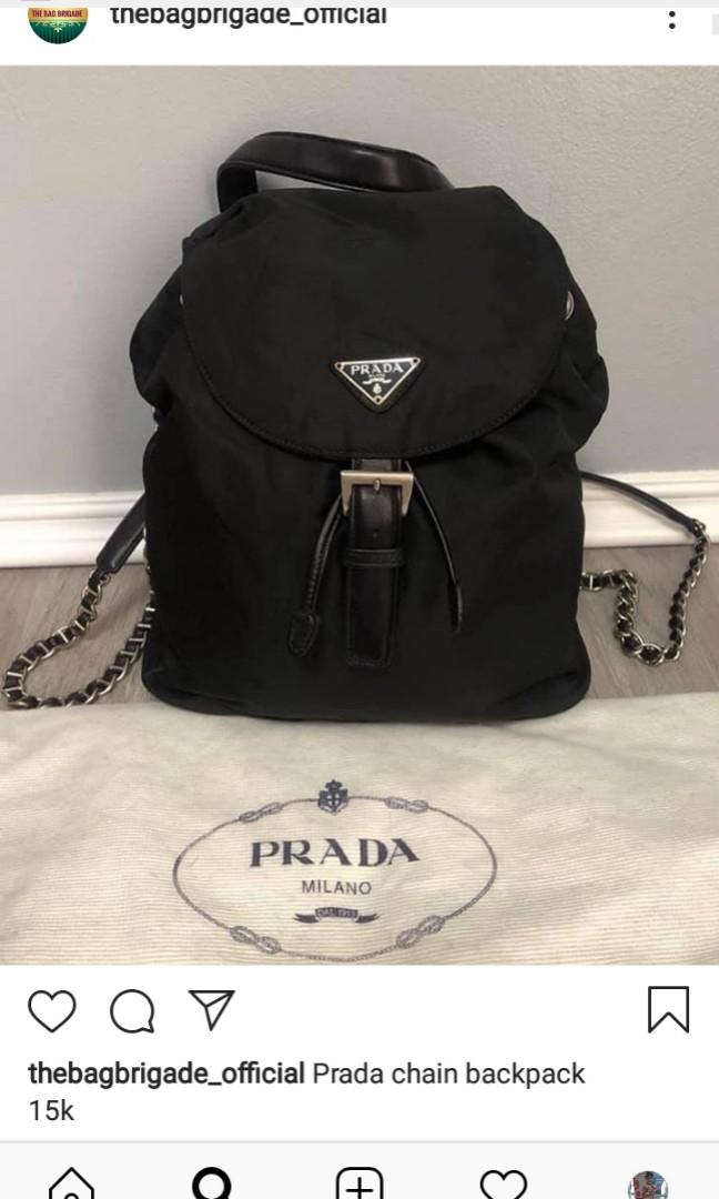 Authentic Prada backpack chain