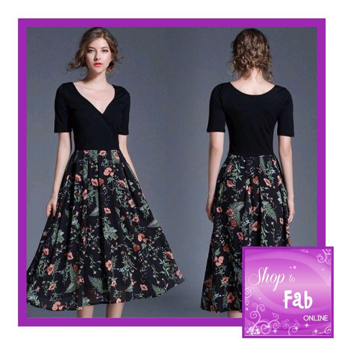 Black top floral skirt elegant dress Women s Fashion Tops Blouses on Carousell