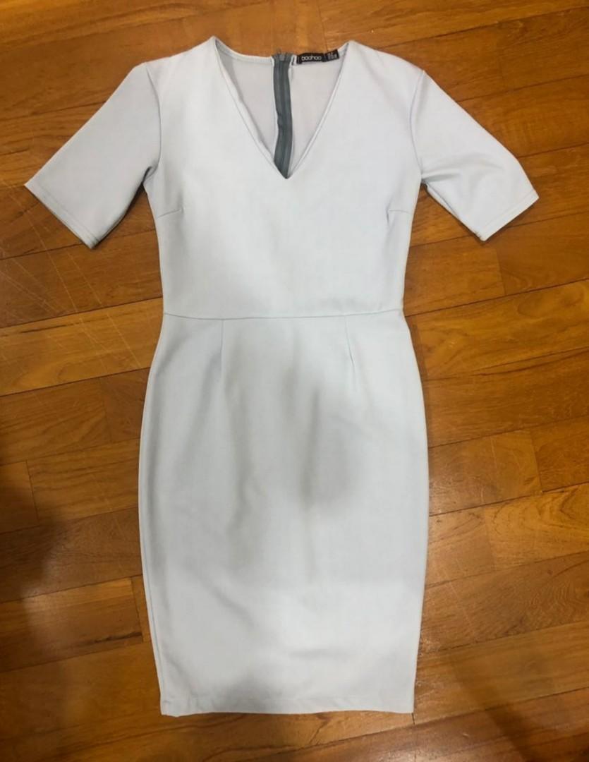 baby blue dress boohoo