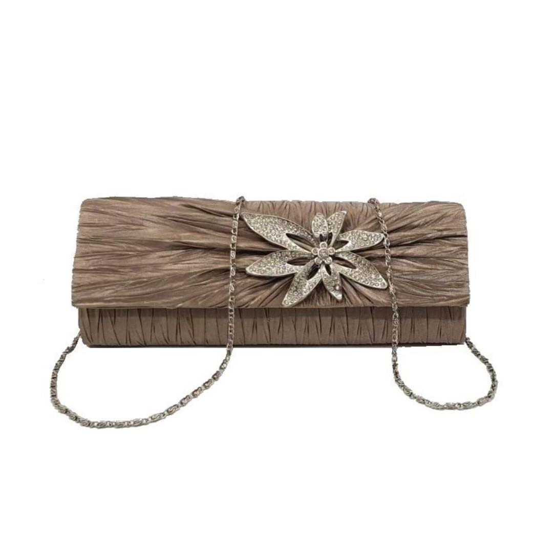 grey glitter clutch bag