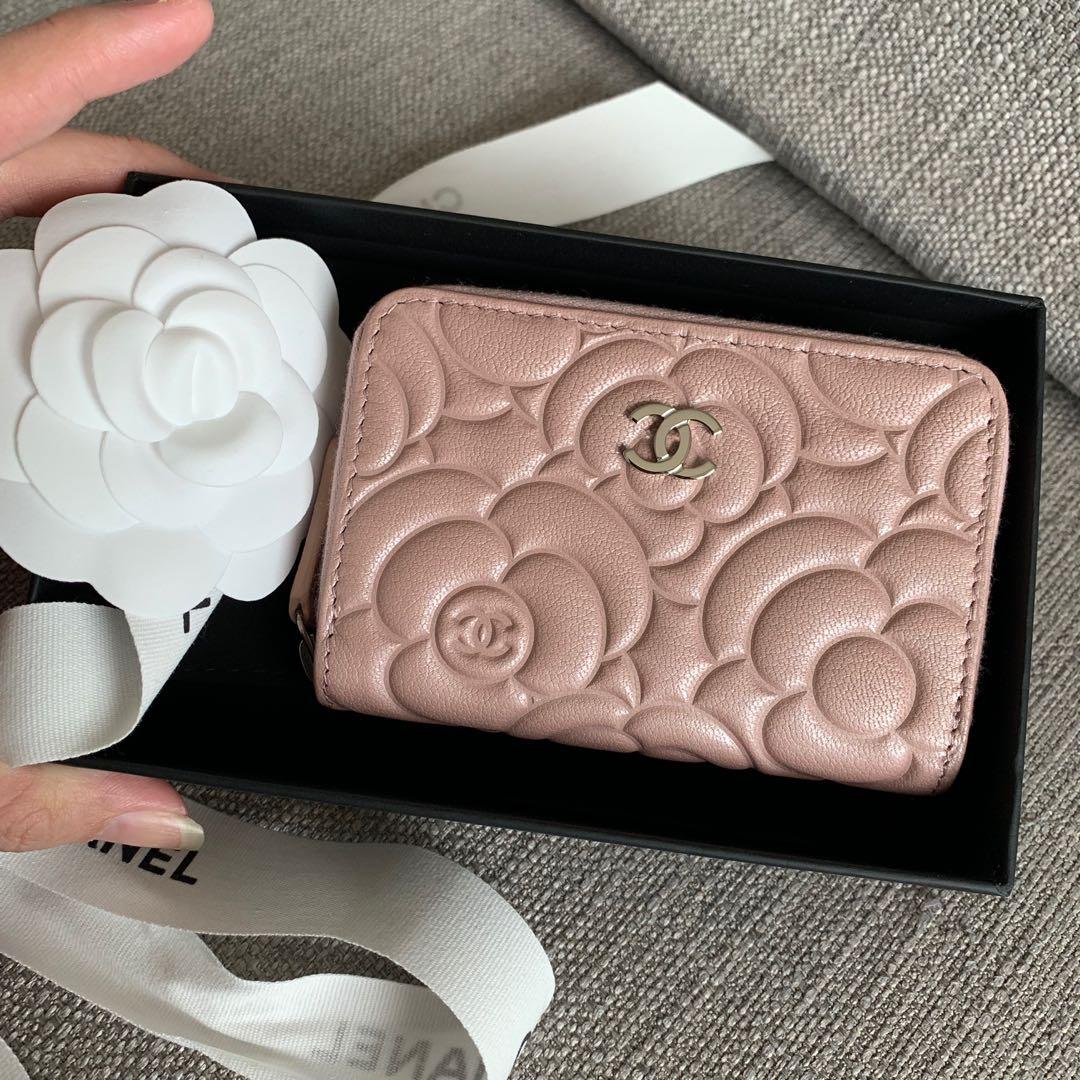 Chanel CC Zip Coin Purse Camellia Lambskin Small Pink 1551781