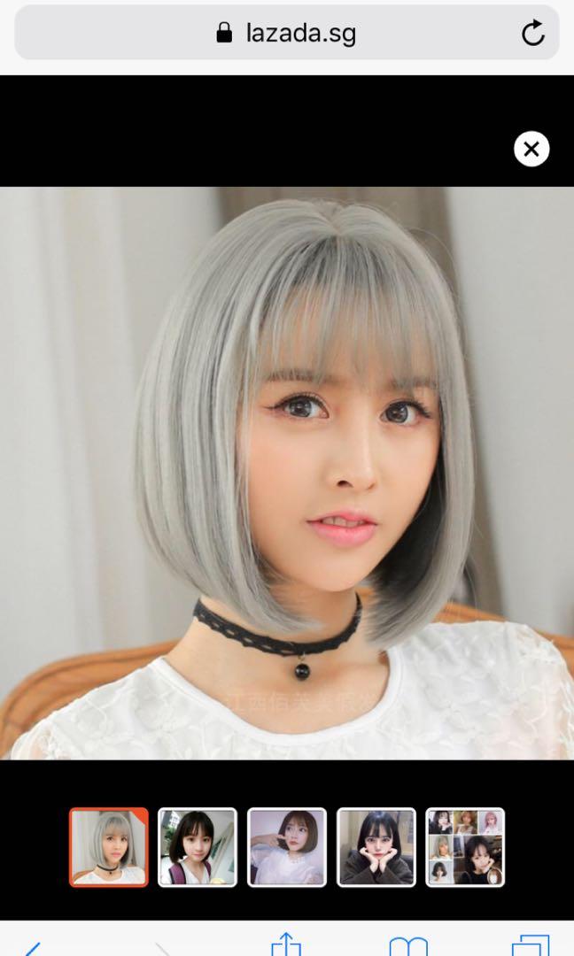 Grey Short Bob Wig Women S Fashion Accessories Hair Accessories