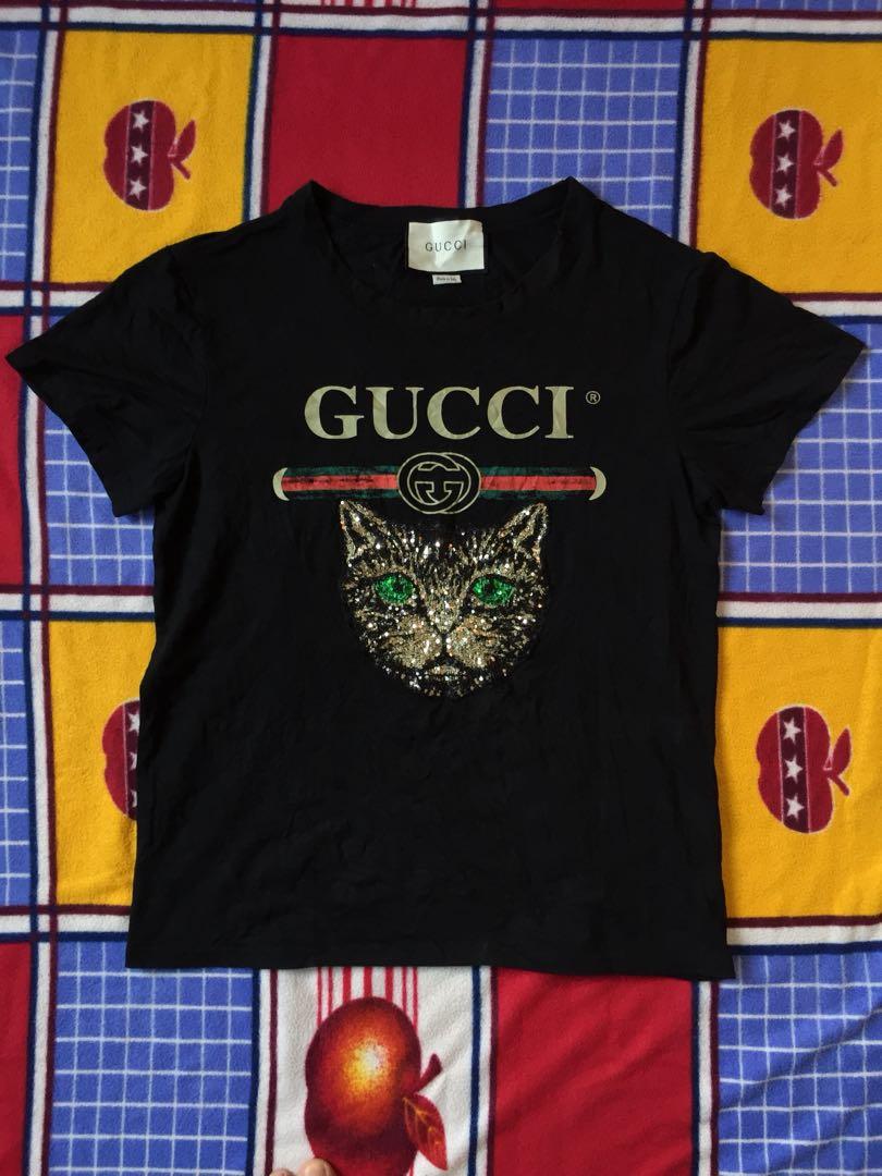 gucci cat sequin t shirt