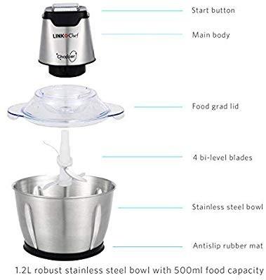 Mini Chopper (Category: Hand & Stand Mixers) located in Singapore. Submitted by itemgood (Listing ID 252894342, Image 4). Description: Mini Chopper 600W LINKChef Mini Food Processor 4 bi-Level Blades, 1.2L Robust Stainless Steel Bowl with 500ml Food Capacity Silver/Black (.