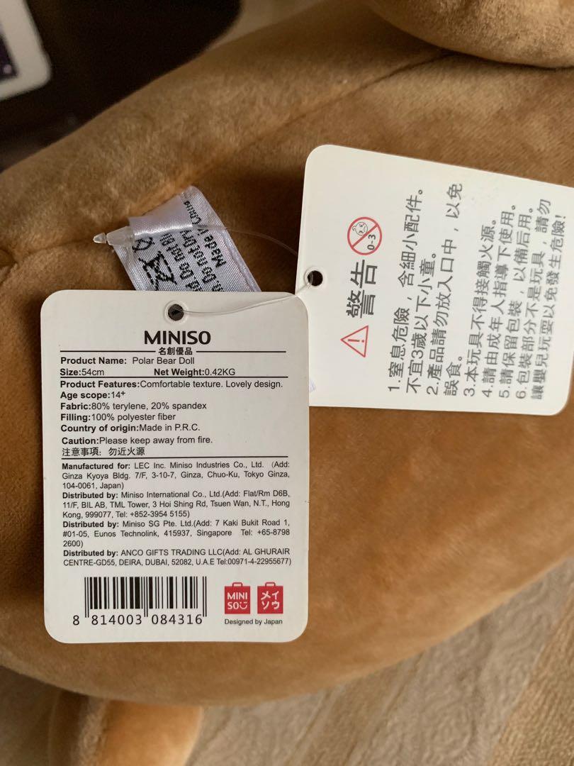 New Miniso 54cmlong Polar Bear Plush Toy, Hobbies & Toys, Toys & Games