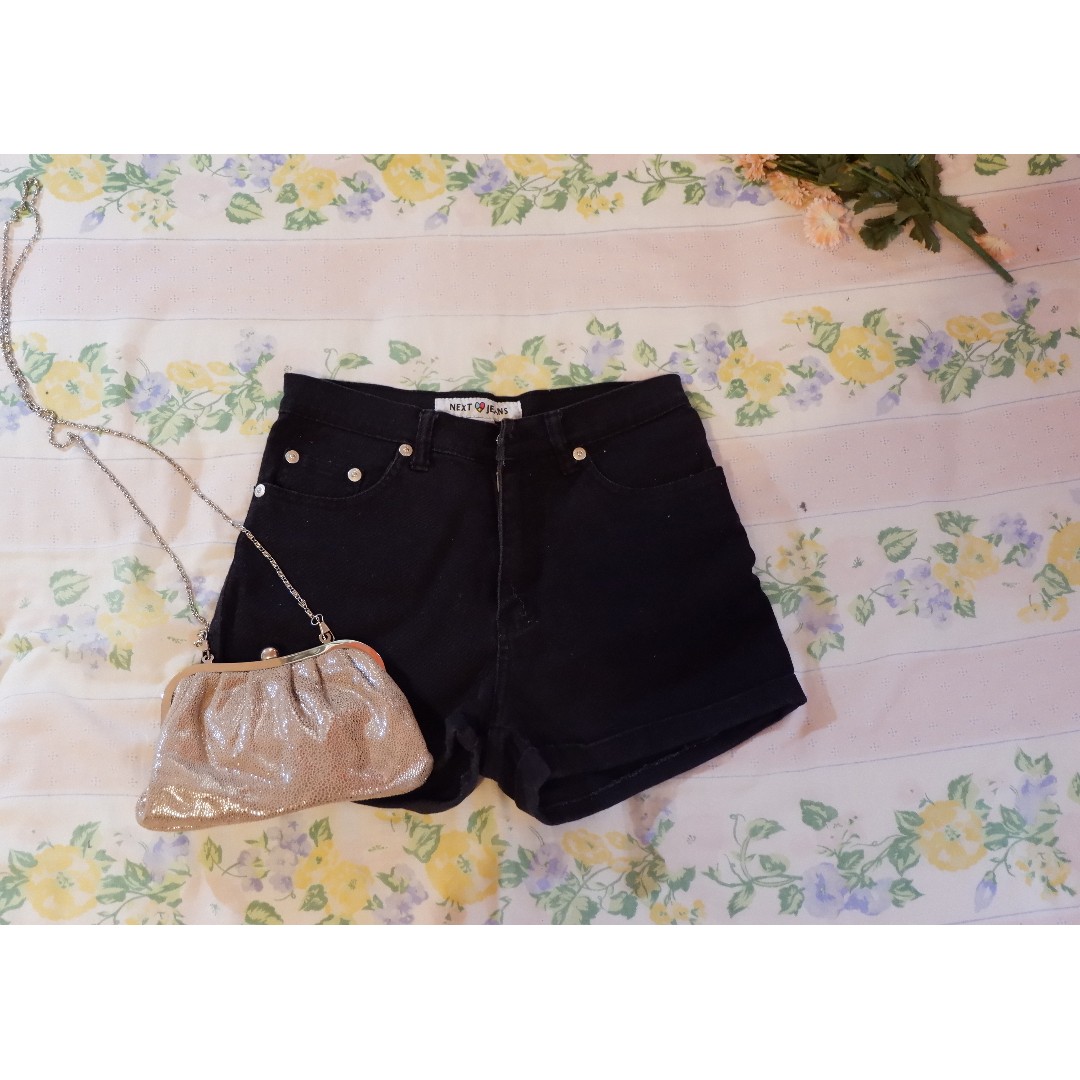 next black denim shorts