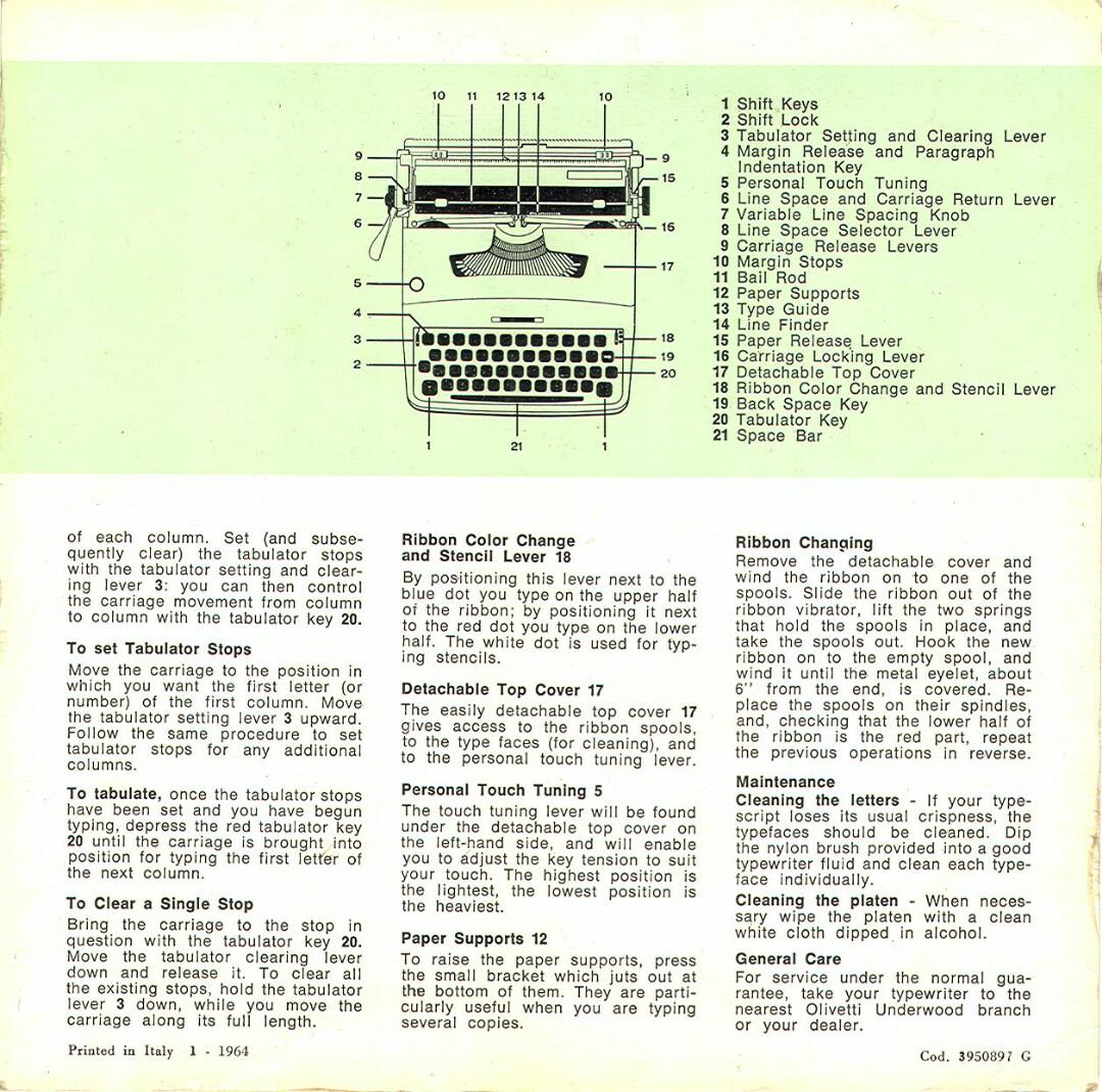Olivetti-Underwood Lettera 32 (circa 1964), Furniture & Home ...