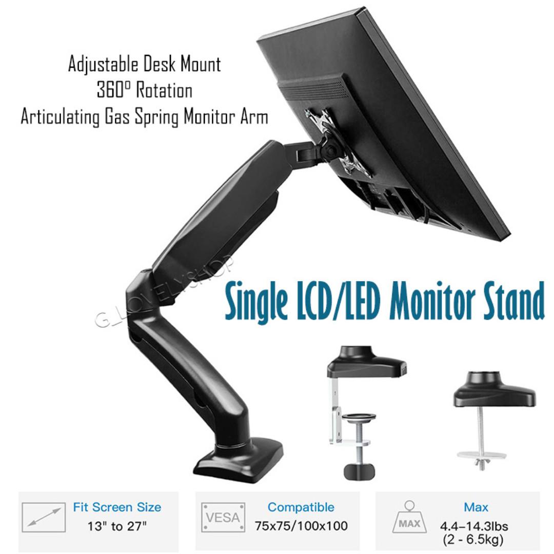 Single LCD Monitor Mount Stand Articulating Gas Spring Monitor Arm
