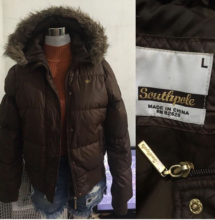 Southpole Down Jacket With Hood And Fur Women S Fashion Coats Jackets Outerwear On Carou Southpole Down Jacket With Hood And Fur, South Pole Fur Coats