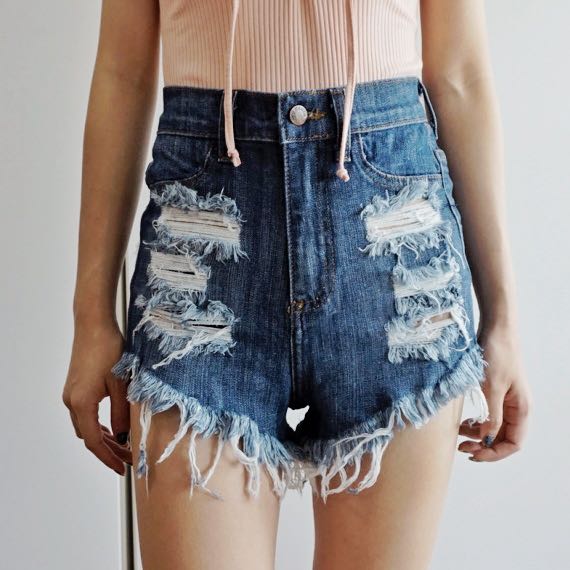 super high rise denim shorts