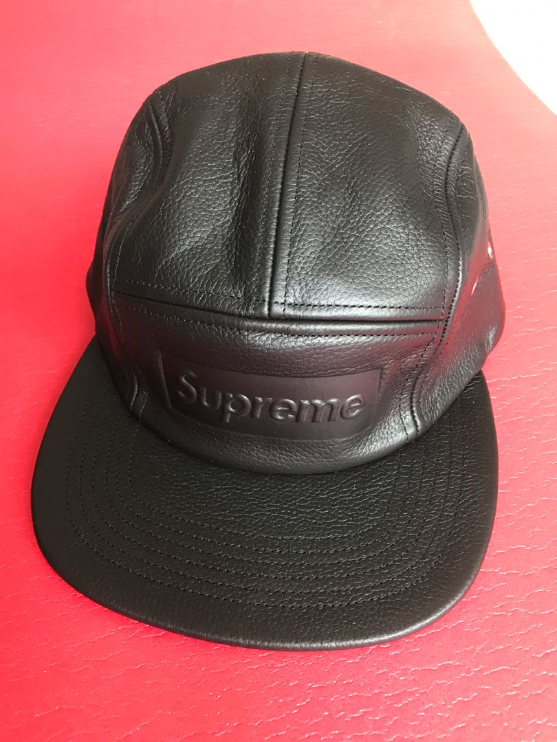Supreme Pebbled Leather Camp Cap Black, Men's Fashion, Watches