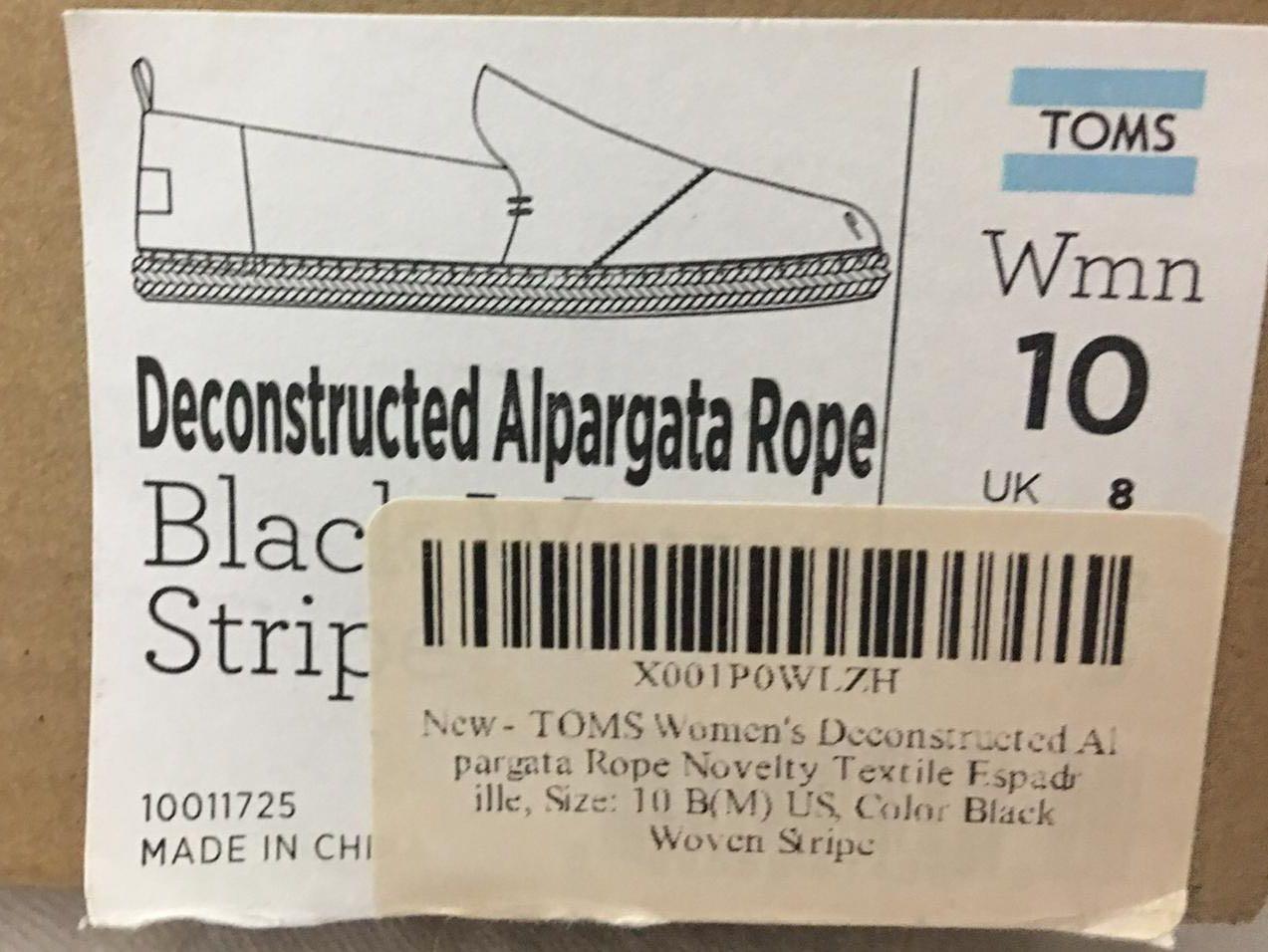 Toms Deconstructed Alpargata Rope Black Woven Stripe Women s
