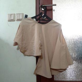 Light Brown Asimetric Crop Tshirt