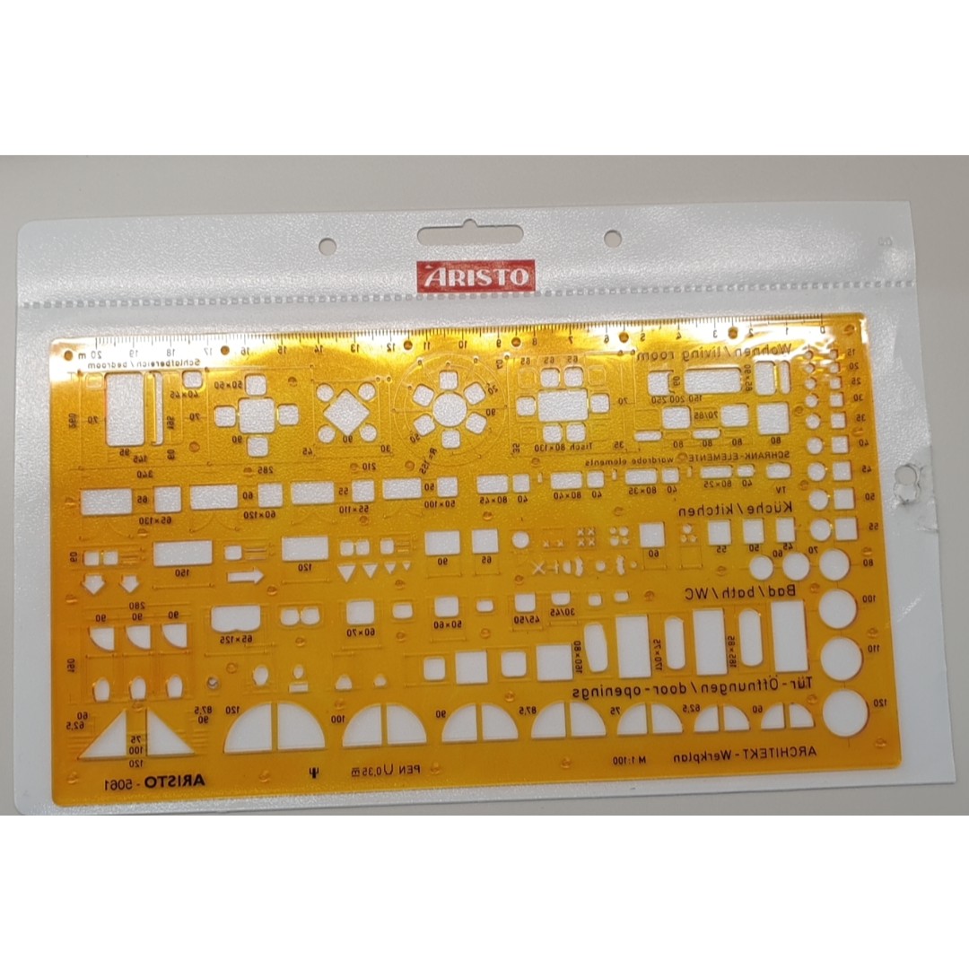 Aristo AR5061 ARCHITECTS' COMB. RULER TEMPLATE, 1:100, Hobbies &amp; Toys ...
