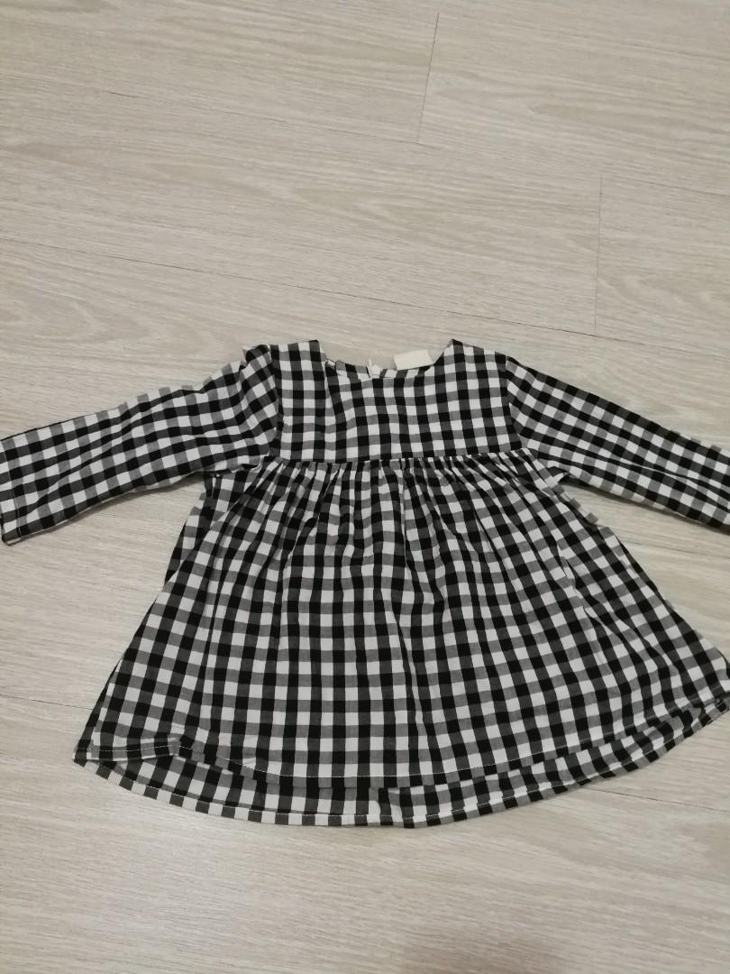 Girls black and white checkered top dress