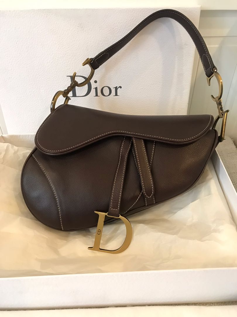 Dior BeigeBrown Canvas and Leather Saddle Bag Dior  TLC