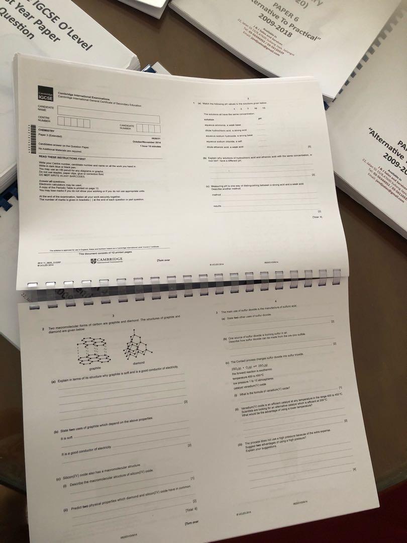Igcse chemistry past year paper 2 4 6 hobbies toys books
