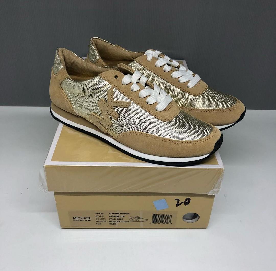 Michael Kors Stanton Trainer 5 5.5 Pale Gold Fesyen Wanita Sepatu di Carousell