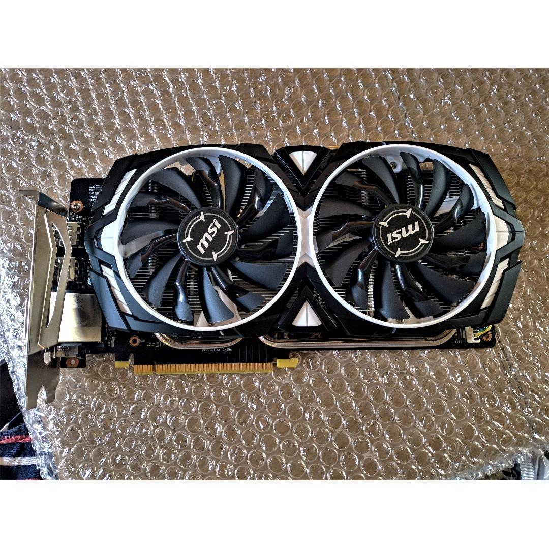 Msi Gtx 1060 6gb Ddr5 192bit Armor Oc Computers Tech Parts Accessories Computer Parts On Carousell