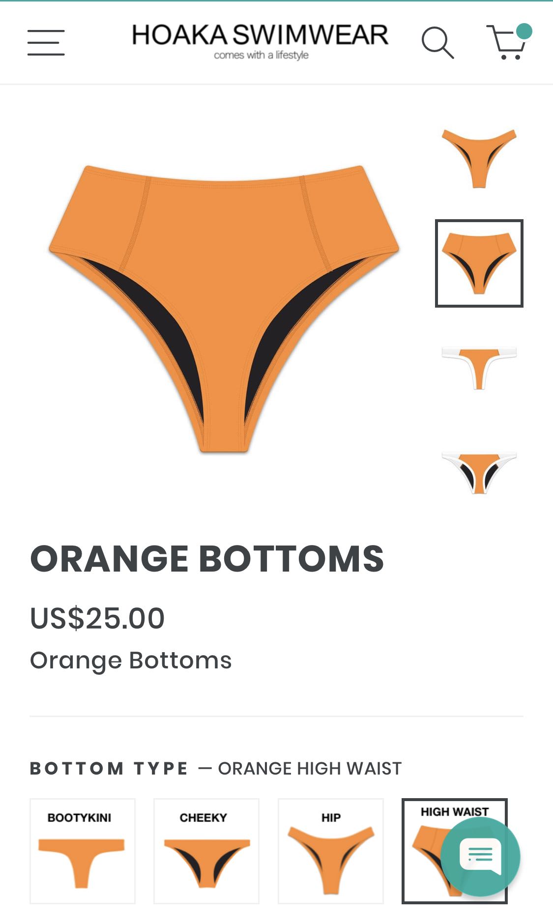 orange high waisted swim bottoms
