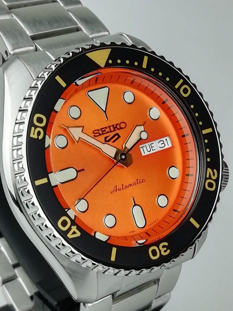 New Seiko 5 Sports Orange Dial Silver Stainless Steel Bracelet Automatic Men S Watch Srpd59k1 Srpd59 Srpd59k Men S Fashion Watches On Carousell