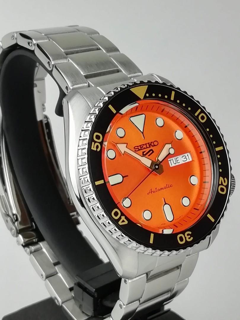 New Seiko 5 Sports Orange Dial Silver Stainless Steel Bracelet Automatic Men S Watch Srpd59k1 Srpd59 Srpd59k Men S Fashion Watches On Carousell