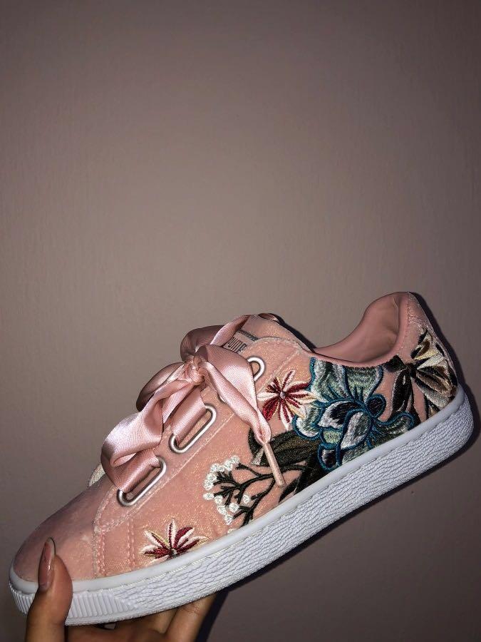 puma basket heart floral
