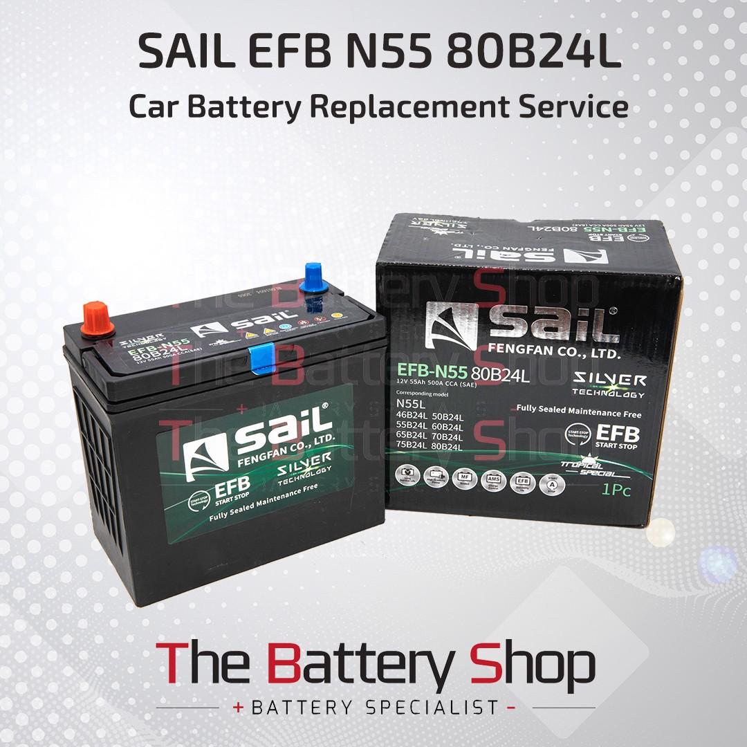 Sail Car Battery Efb N55 80b24l Car Battery Replacement Car Accessories Accessories On Carousell