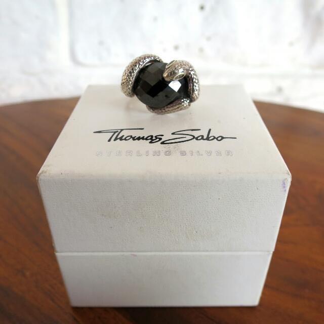 Sterling Silver Thomas Sabo Black Stone and Silver Snake Ring