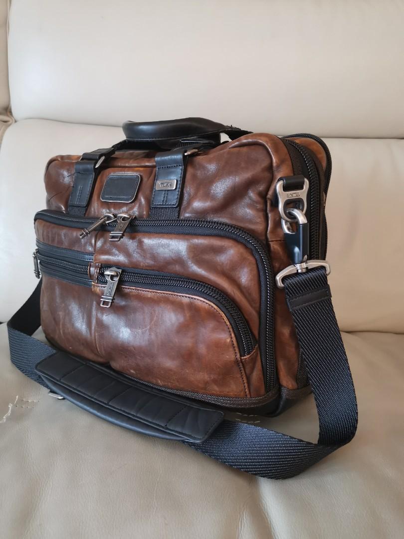tumi leather computer bag