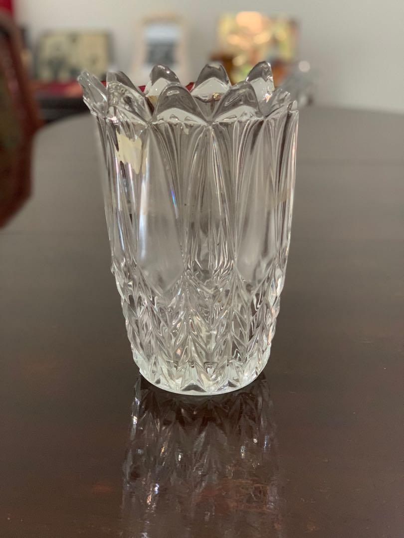 Vintage Lead Crystal Cut Glass Large Flower Vase Vintage