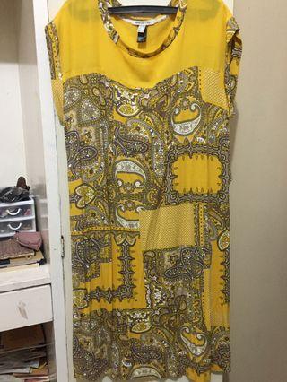Mango Yellow Printed Dress