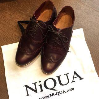 Sale! Ni Qua Genuine Leather Burgundy Oxford Shoes