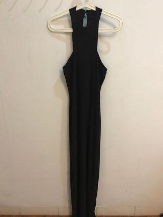 BOOHOO Halter neck maxi dress black size L