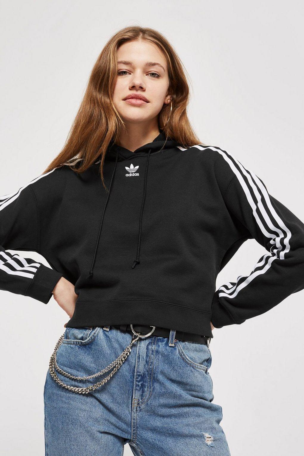 Adidas black cropped hoodie, Women's 