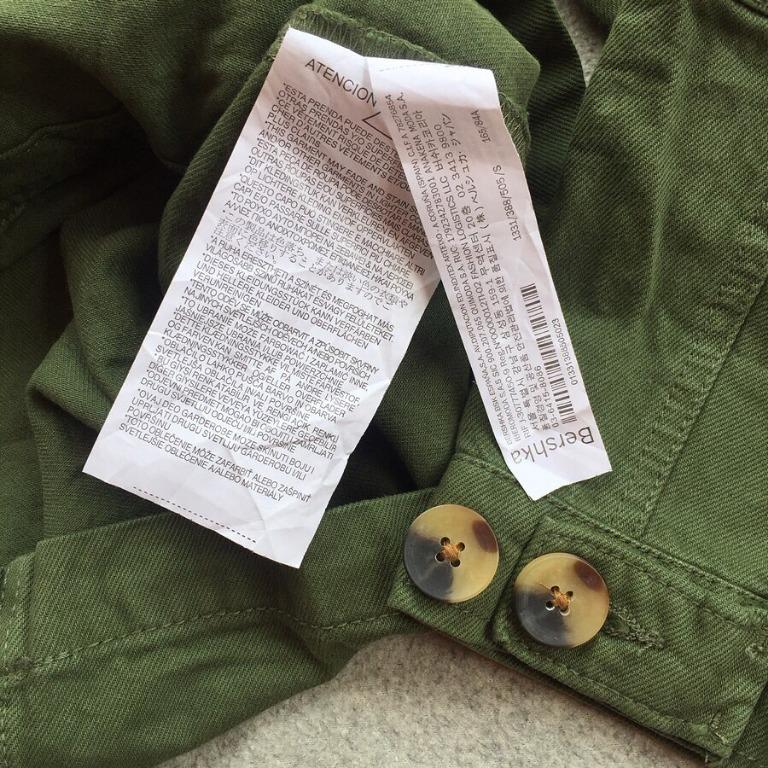 bershka field parka jacket military green