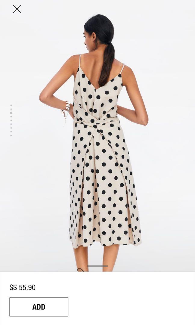 zara black and white polka dot midi dress