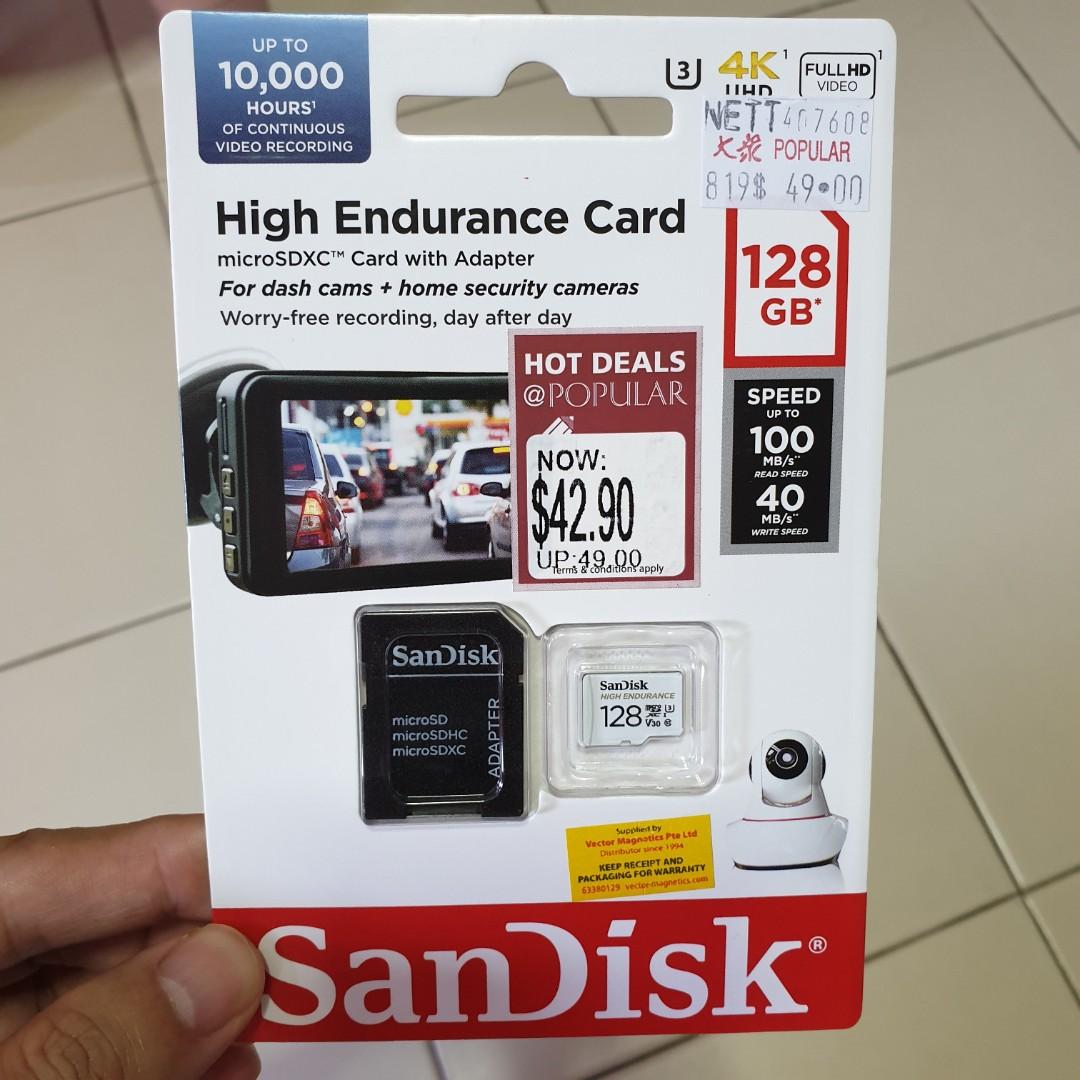 faktor rangle fisk Brand New but opened Sandisk High Endurance 128G Micro SD card, Mobile  Phones & Gadgets, Mobile & Gadget Accessories, Memory & SD Cards on  Carousell