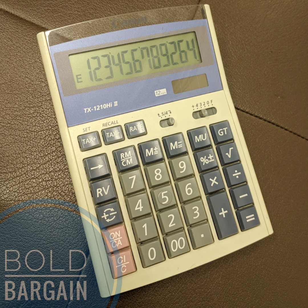 canon tx 1210hi ii tax rate calculator 12 digit solar and battery powered