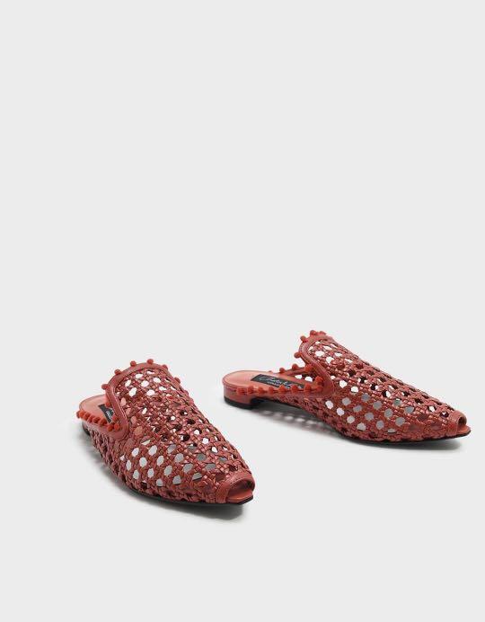 Keith Basket Weave Mules - Brick 