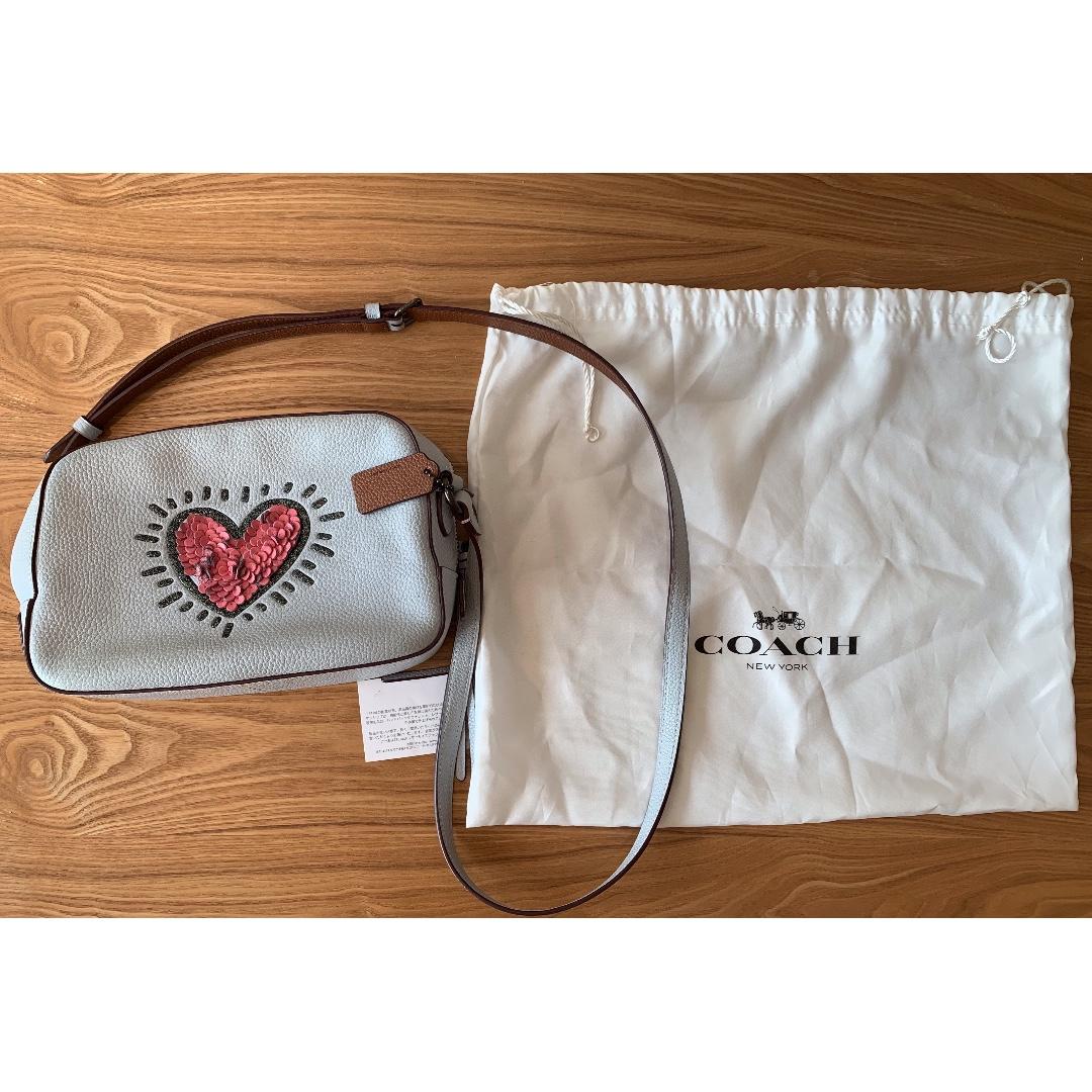 COACH x Keith Haring Leather Sequin Heart Coin Pouch