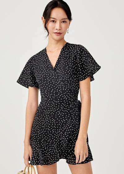 Black print wrap dress Outlet