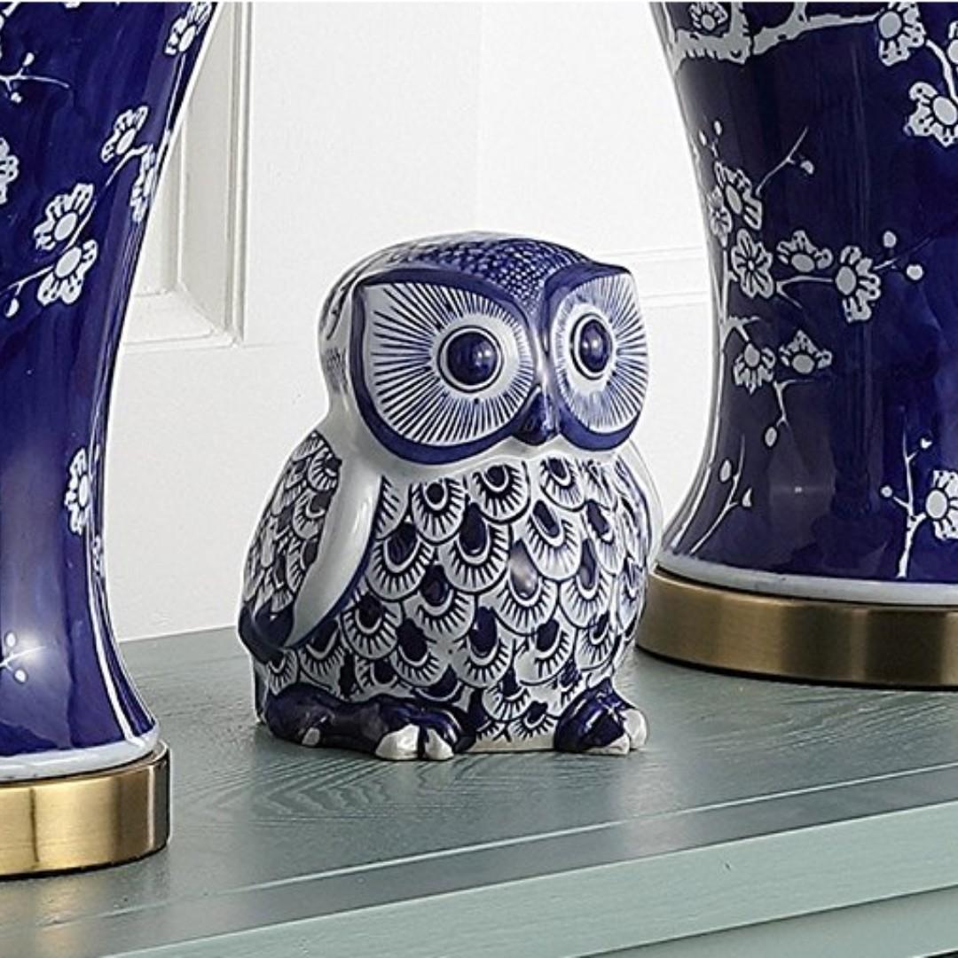 Sale Blue White Owl Furniture Home Decor Others On Carousell
